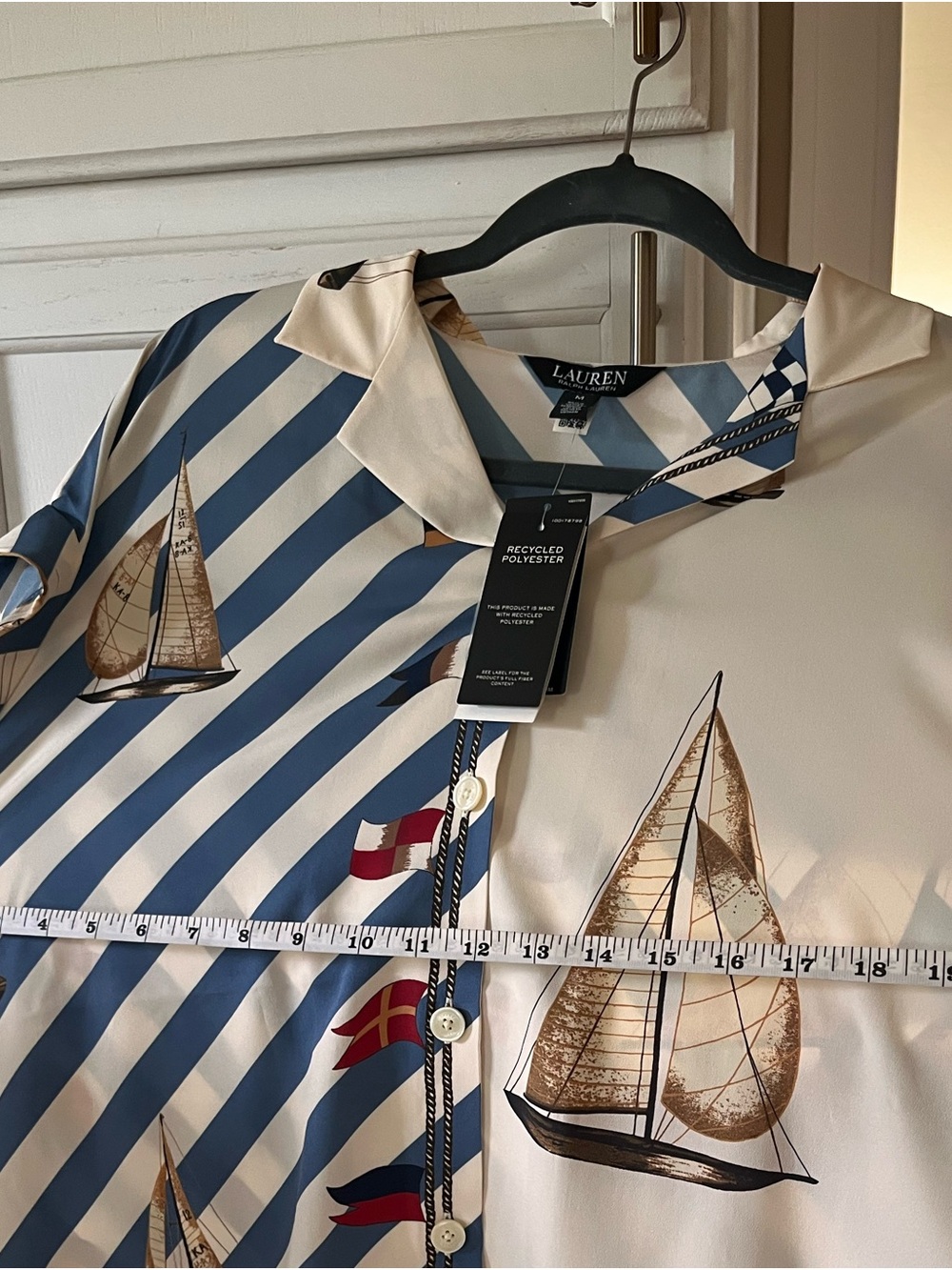 Ralph Lauren Nautical Sailboat Camp-Collar Blouse - Cream & Blue - Picture 2 of 3